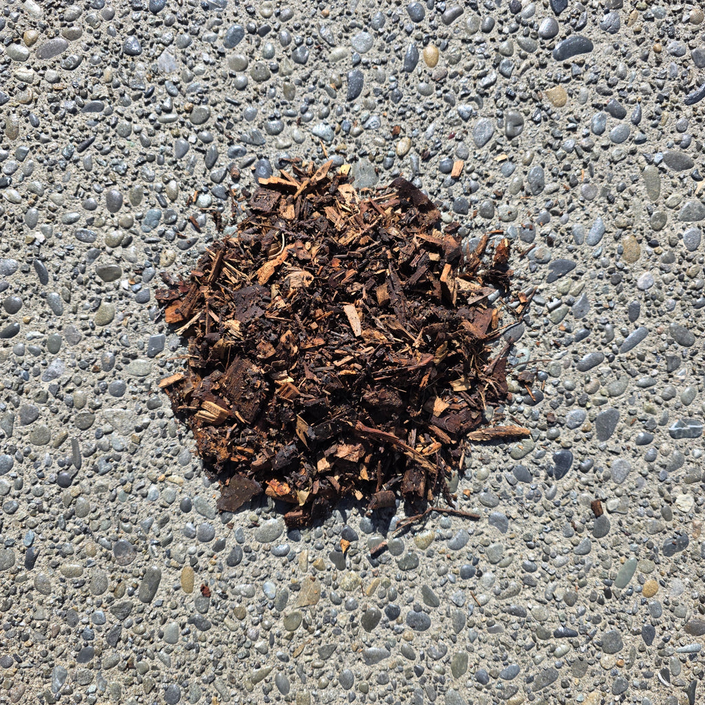 mulch on a concrete surface